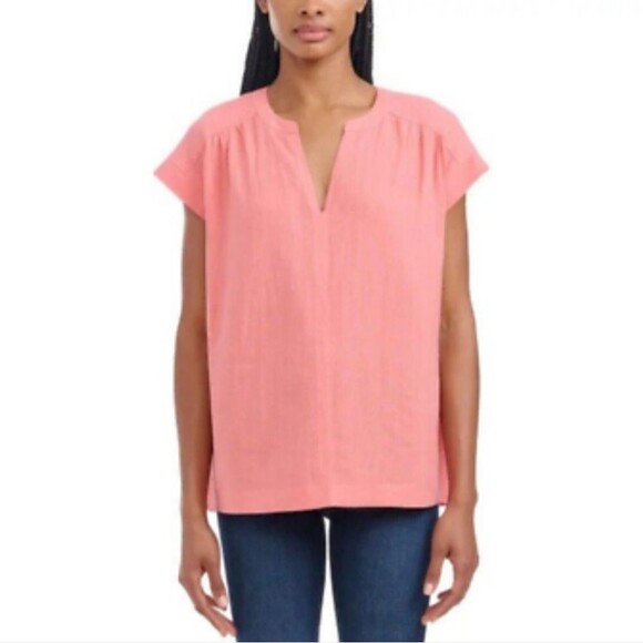 Splendid Coral Pink Suplice Linen Blend Women's Pink Top XXL - Picture 1 of 9